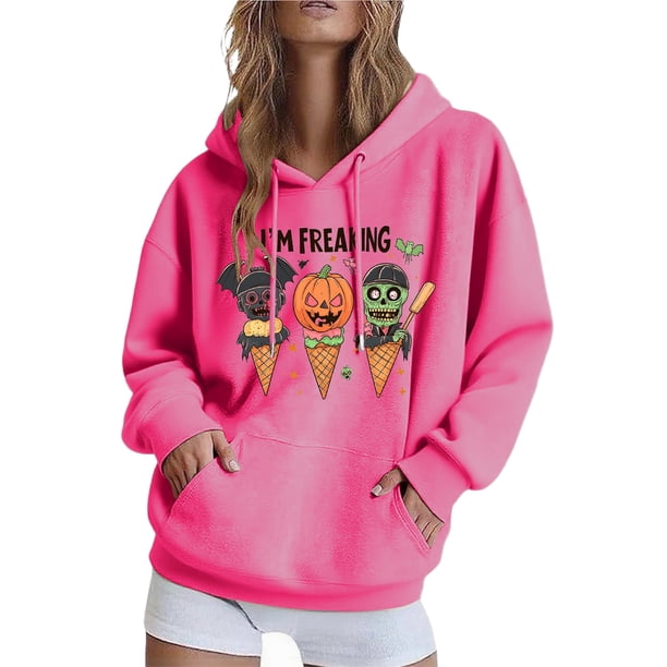 Ailaofu Womens Halloween Sweatshirt Cute Graphic Crewneck Pullover Printed Long Sleeve Fall Outfits Sweatshirts