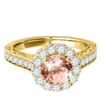 thumbnail image 2 of Mauli Jewels Engagement Rings for Women 1.40 Carat Halo Morganite And Diamond Engagement Wedding Ring 4 Prong-Setting 14k Yellow Gold, 2 of 7