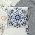 thumbnail image 2 of Shangniulu  Canvas Throw Pillow Cover Case for Couch Sofa Home Decor Floral Compass Leaves Medallion 20 X 20 Inches Navy Blue, 2 of 5