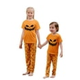 thumbnail image 2 of Onlypjs Halloween Family Matching Pajamas Set Scary Pumpkin Face Sleepwear Orange Short Sleeve Tops with Pumpkin Print Pants Holiday Loungewear Outfit, 2 of 7