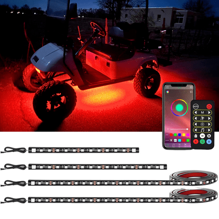 2Pcs Waterproof Led Lightbars for EZGO Yamaha Clubcart APP and Remote Control Sound Active Music Sync IP67 12V-65V Power Supply