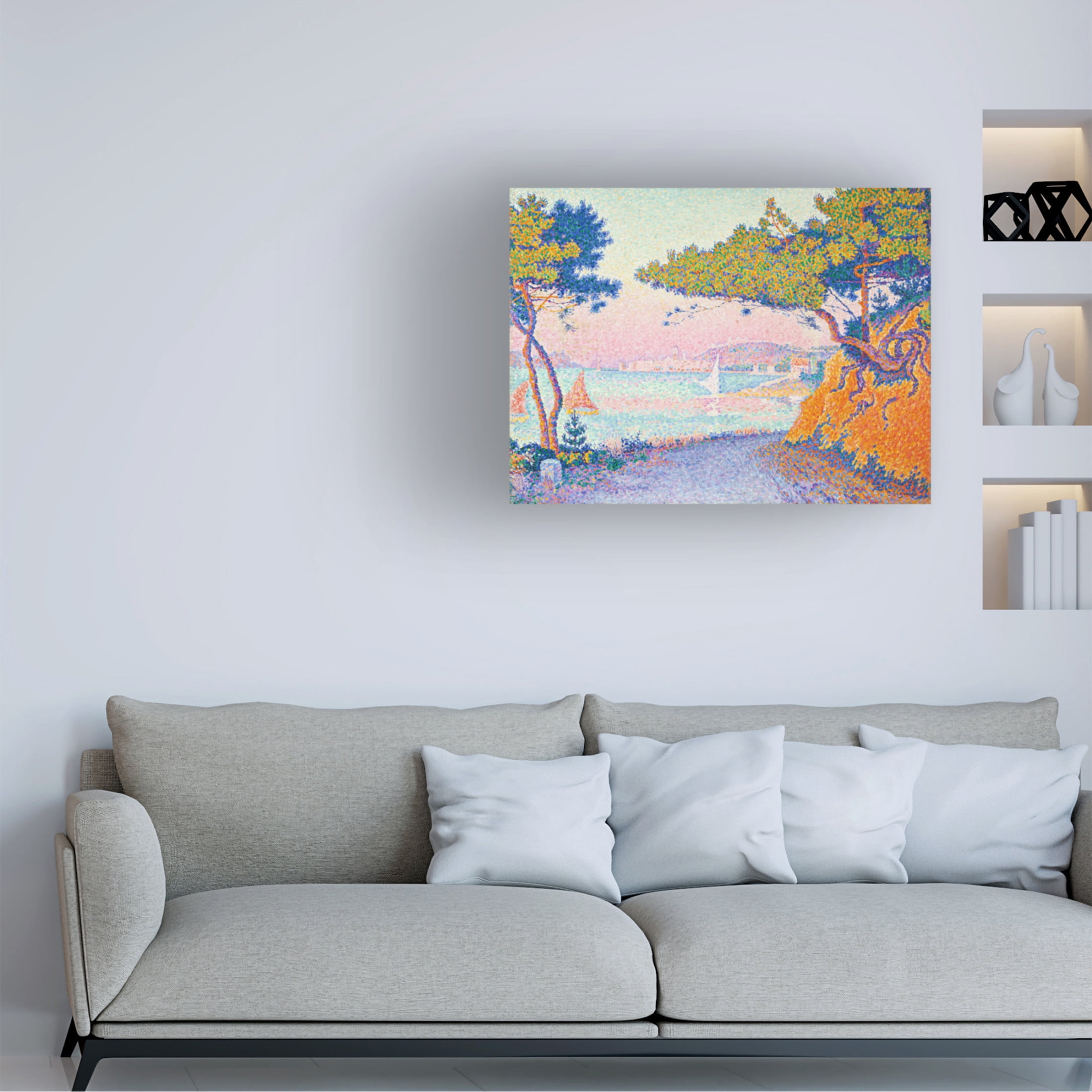 Canvas Wall Art - Pictufy  'Golfe Juan 1896' Wall Art for Living Room, Bedroom, or Office D?cor by Trademark Fine Art - 32 x 24 Inches