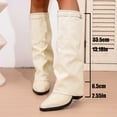 thumbnail image 3 of Aihuaihua Womens Knee High Boots Wide Calf Suede High Heel Boots Fashion Fold Over Boot Pointed Toe Winter Fall Tall Boots for Women Pull on Trendy, 3 of 10