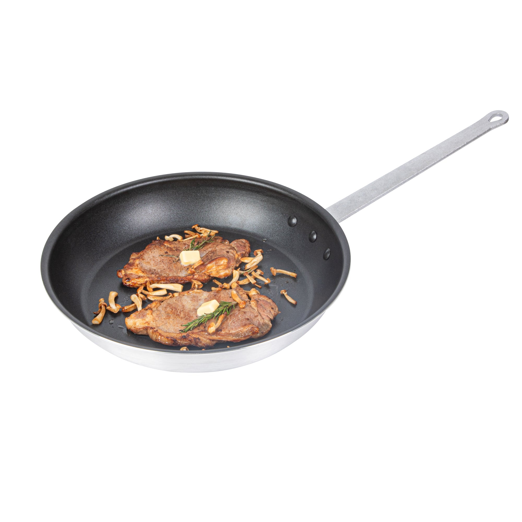 Restaurantware-Met Lux 14 Inch Fry Pan, 1 No-Stick Frying Pan - Induction-Ready, Triple-Riveted, Black Aluminum Cooking Skillet, Durable, For Searing, Sautéing, And Browning Food