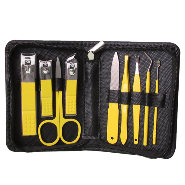 Juego profesional de tijeras para uñas de color amarillo limón, juego de pies decorativos, cinturón de acero inoxidable, maleta de lujo Ofspeizc CPB-US-YYM161-2