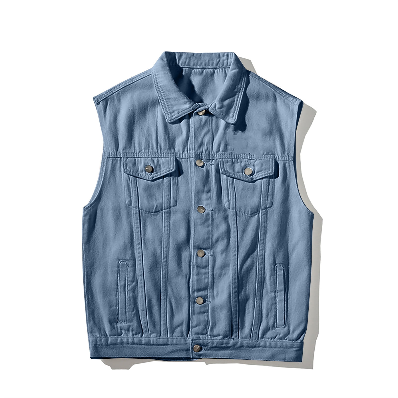 Mens Vests Casual JYG Men's Denim Vest Vintage Sleeveless