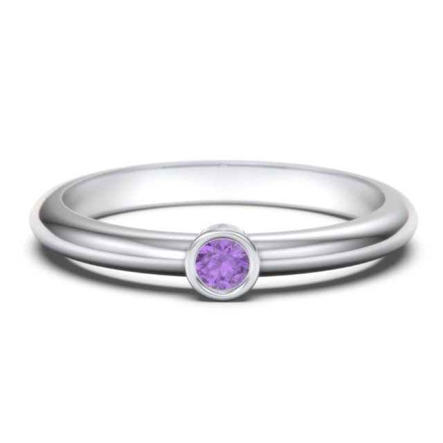 Classic Bezel Set Birthstone Ring - Amethyst (February)