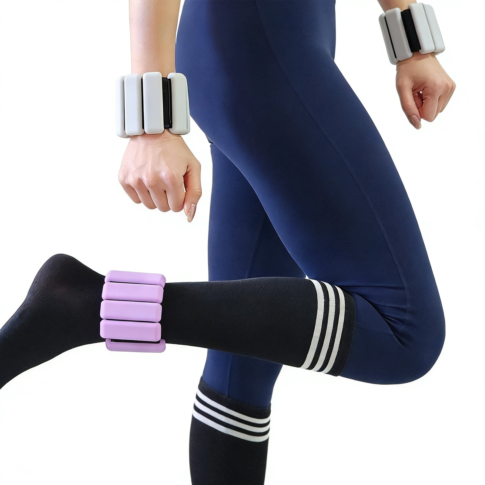 Ueasy Wrist Weights Set of 2, 1lb Adjustable Silicone Weighted Bangles for Women & Men, Wearable Ankle Weights for Yoga, Pilates, Dance, Strength Training, Running and Pool Exercises