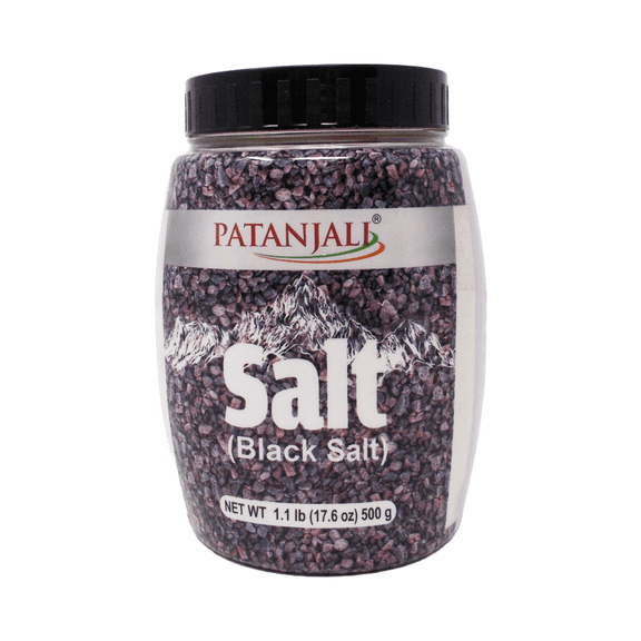 Unique Savory Sensation: Patanjali Black Salt (Kala Namak), 1.1 lbs (500 g) - Volcanic Rock Salt with a Distinctive Eggy Flavor