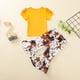 thumbnail image 4 of Leggings Para Niños Medias Para Bebés Camiseta De Manga Corta Con Letras Para Niñas Top Pantalones Acampanados Florales Leggings Amarillo Odeerbi  LM103-1373, 4 of 9
