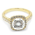 thumbnail image 3 of AFFY 1.90 ct. t.w Center 7.5MM Cushion Cut Lab Created Moissanite Diamond Solitaire Halo Engagement Ring In 14K Yellow Gold Over Sterling Silver Jewelry For Women (VVS1 Clarity)-9.5, 3 of 6
