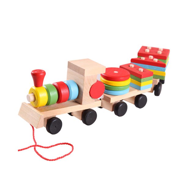 Tren De Juguete Apilable De Madera Con Clasificador De Formas Y Bloques Apilables, Rompecabezas Para Niños Pequeños, Juguete Educativo Preescolar Para Niños Pequeños Methold FN002530-00