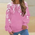 thumbnail image 2 of Rbaofujie Chandails pour Femmes Tendance Imprimé Non Positionné Col Rond Manches Longues Haut à Capuche Rose Automne, 2 of 5