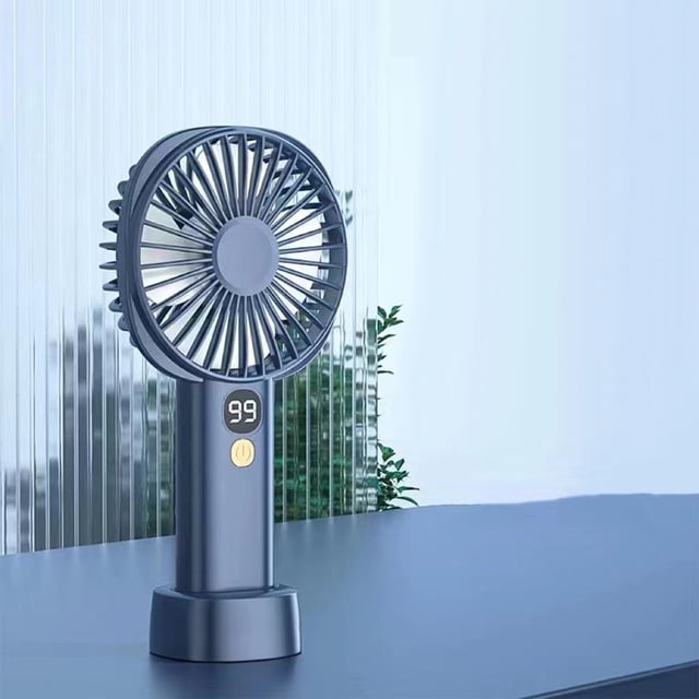 Mini ventilador de mano eléctrico Ventilador de bolsillo pequeño silencioso de 5 engranajes con ventilador de mano base azul Soledad Abanico portátil