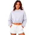 thumbnail image 7 of Cropped Sweatshirts for Women SweaOversized Mockneck Cozy Going Out Yoga Lounge Daily Plain Winter Clothes Loose Fit Baggy Hoodie Slouchy Sweatshirts, 7 of 7