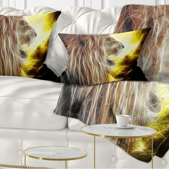 Designart Lion with Fire - Animal Throw Pillow - 12x20