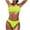 Yellow, variant on Wancir Women's Bikini Sets Women's High Waisted V-neck SOolid Tight Fitting Gathering Swimsuit Split Set