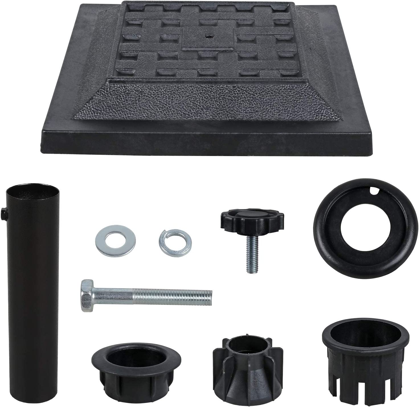 ZJTER 26.5lb Heavy Duty Umbrella Base, 17.3’’ Square Patio Market Umbrella Stand Weight, Black