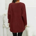 thumbnail image 4 of Fleece Sweatshirts For Women Trendy Winter Warm Sherpa Lined Crewneck Long Sleeve Pullover Tunic Tops With Pocket Wine L, 4 of 6