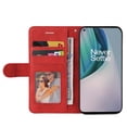 thumbnail image 2 of Case for OnePlus Nord N10 5G Leather Wallet Book Flip Folio Stand View Cover - Red, 2 of 5