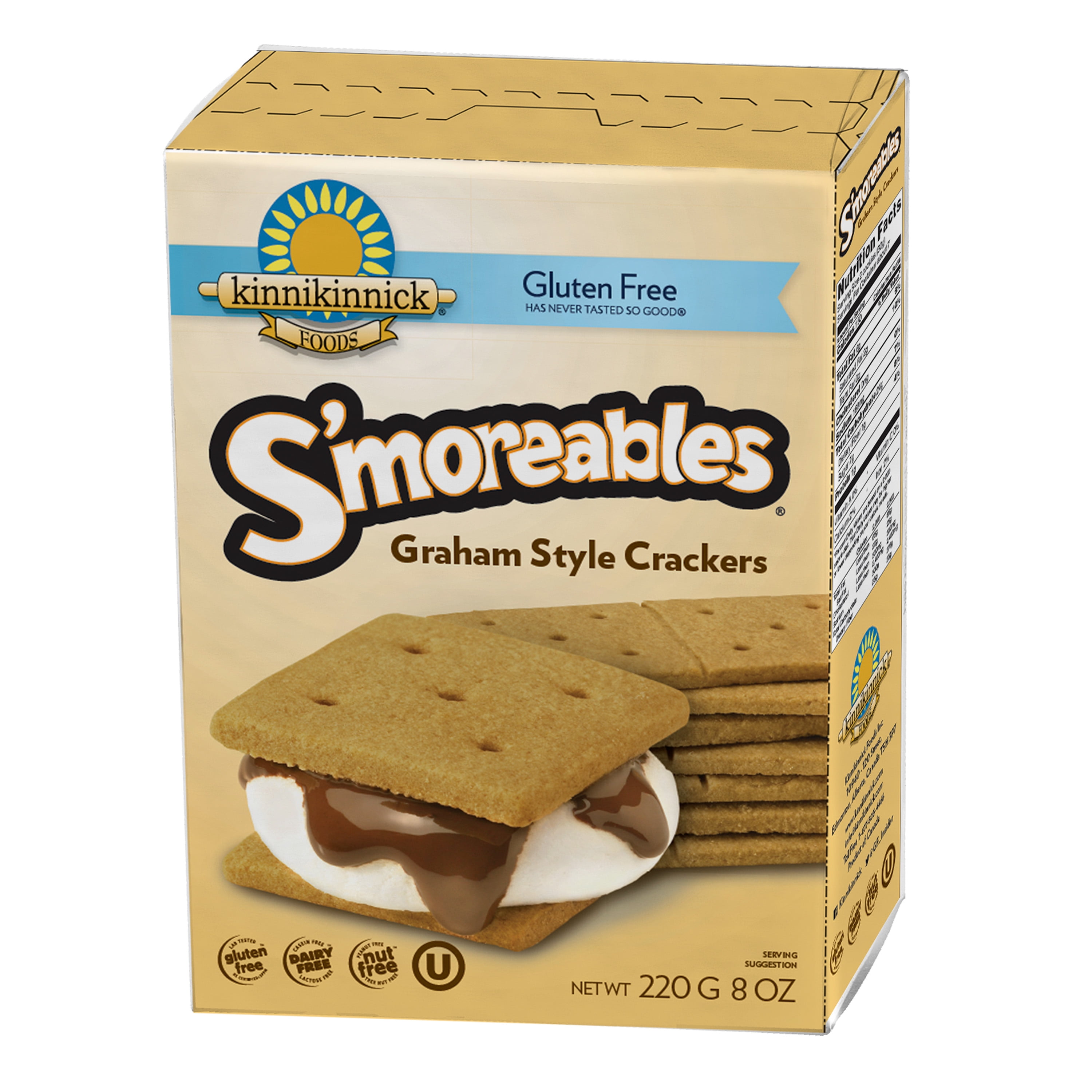 Akmak Kinnikinnick, Smoreable Graham Style Crackers, Gluten Free, 8
