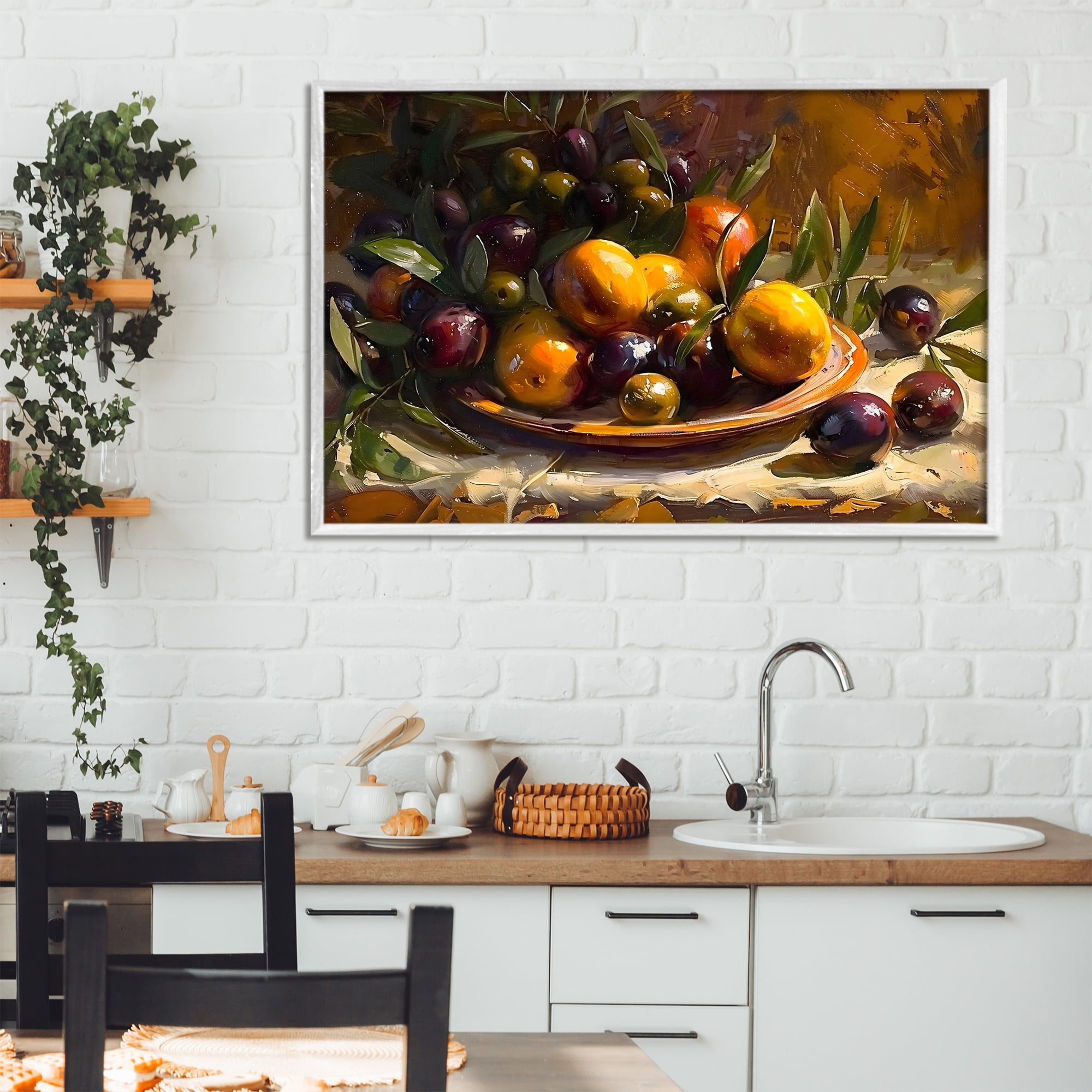 Stupell Industries Array of Olives & Citrus White Framed Giclee Art, design by Creative Studio