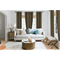 New Luxury Set of 2pc Adam Brown Panels 100% Blackout 3 Layered Darkening Room Energy Efficient Thermal Window Grommets Drape Lined Size 35" Wide X 84" Length Each Panel