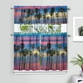 thumbnail image 2 of Kitchen Curtains 36 Inch Short - 3 Panel Set, Rod Pocket Window Curtain with Tropical Palm Tree Sunset Print, 100% Polyester for Boho Kitchen, Beach Room, Easy Wash, 2 of 6