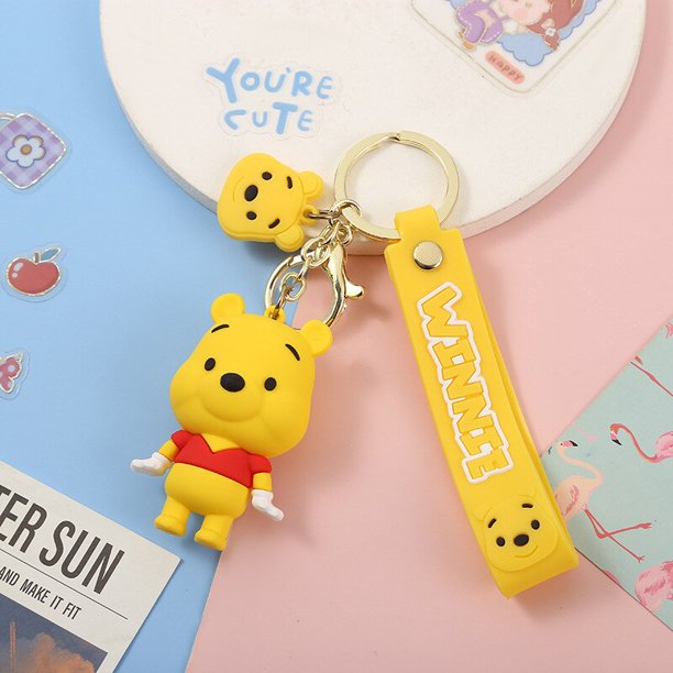 Disney Anime Cartoon Mickey Mouse Minnie Figure Keychains Donald Duck Piglet Key Chain Model Kid Toy Kawaii Children Gift Gao Jinjia LED