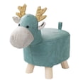 thumbnail image 3 of Reposapiés con patas de madera, taburete para niños, taburete otomano con forma de animal Azul, 3 of 9