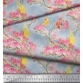 thumbnail image 2 of Soimoi Gray Silk Fabric Floral & Pigeon Bird Print Fabric by The Yard 44 Inch Wide, 2 of 3