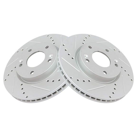 TRQ Front Performance Brake Rotor Drilled Slotted Pair for 2007-2010 Magentis / 2006-2010 Optima / 2006-2010 Sonata / 2005-2011 Sportage / 2003-2008 Tiburon / 2005-2012 Tucson