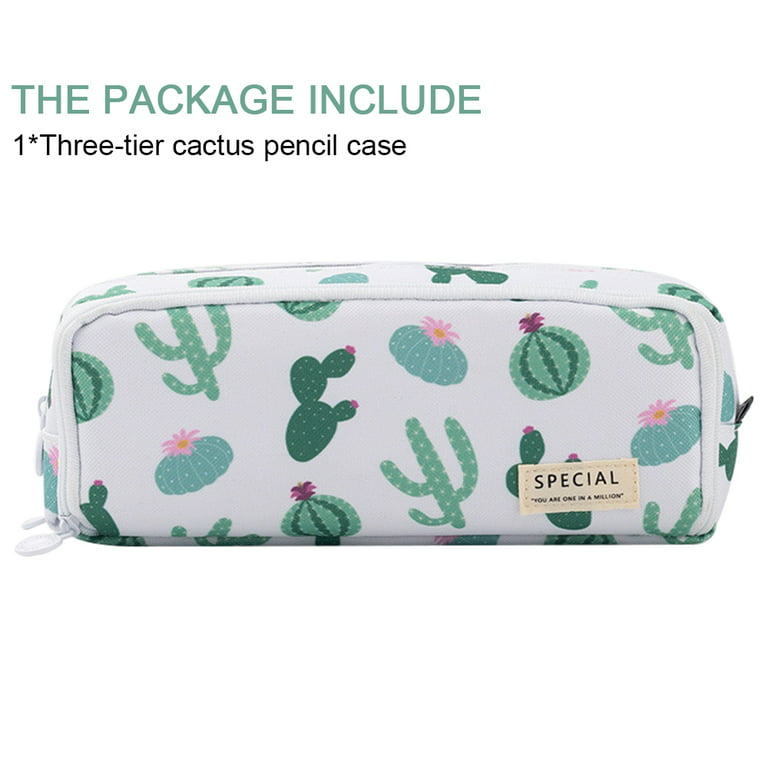 Pencil Case, Giugt Double Opening Design Big Capacity 3 Compartments Canvas Pencil Pouch Bag for Teen Boys Girls School Students, Green