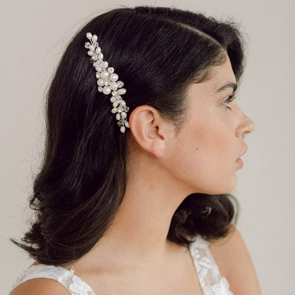 Wedding Bride Pearl Hair Side Comb Rhinestones Bridal Hair Clips Crystal Hair Pieces Hair Accessories for Women and Girls