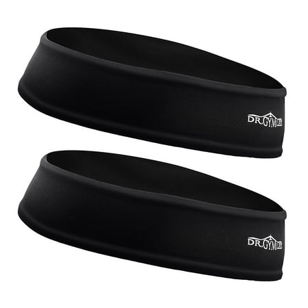 - DR.GYMlee 2 Pack Sweatband Sport Headband Moisture Wicking Fitness Athletic Head Band Exercise Bandana for Women & Men Tennis, Baksetball, Running, Gym, Yoga, Black