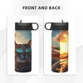 thumbnail image 3 of Disketp Cool Cat Driving Sunset 18oz Sports Insulated Kettle With Straw Insulated Water Bottle For Running Hiking Cycling Climbing Man'S Womens Sports Water Bottle, 3 of 8
