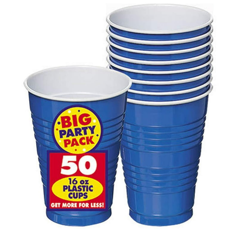 Amscan Big Party Pack 16 oz Plastic Cups, Purple - 50 count