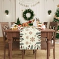 thumbnail image 2 of Pine Tree Pinecone Snowflakes Christmas Winter Xmas Cloth Table Runner Burlap Table Decoration for Home Kitchen Dining Dinner Indoor Holiday Farmhouse Decor 13x36 Inch, 2 of 6