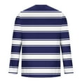 thumbnail image 4 of Zylanna Men's T-Shirts Tee, Striped Long Sleeve Stretchy Crew Neck Casual Tops for Man Blue, 4 of 5