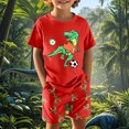 thumbnail image 2 of Jhhlsf Outfits for Boys Sets Dinosaur Print T Shirt Shorts Casual Sports Athletic Fall Clothes, 2 of 9