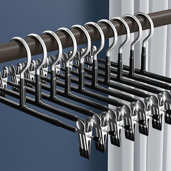 HYQDYLQ 5PC Metal Clothes Hangers, Adjustable Non-Slip Clips for Pants, Skirts, and Trousers