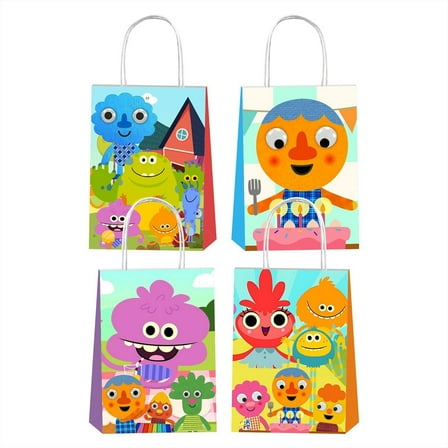 12pcs Simple Songs Party Favor Gift Bags Goodie Bags with Handles for Kids Birthday Decorations Party Supplies