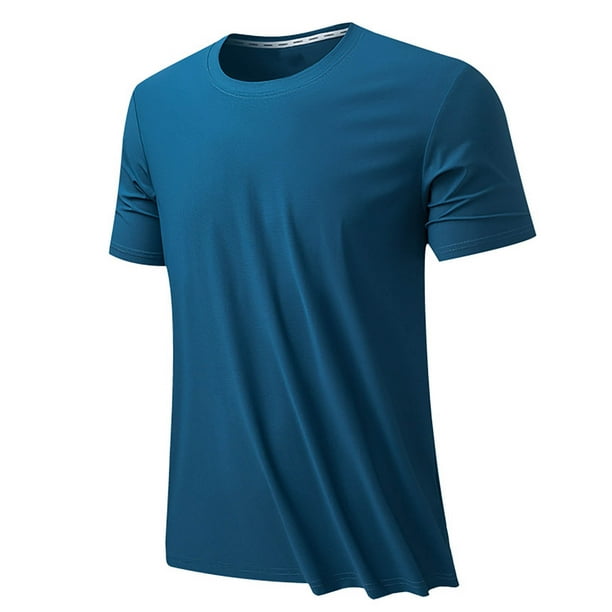 pstuiky camisetas de hombre, Camiseta informal de verano para hombre, de color liso, holgada, de manga corta y cuello redondo ropa de hombre l