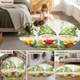 thumbnail image 6 of Cute Green Gnomes Large Area Rugs for Bedroom Living Room, Soft Non Slip Carpet Bedside Rug, Flowers Forest Heart Vintage Round Floor Cover Kitchen Accent Rug 6' for Dining Room/Office, 6 of 9