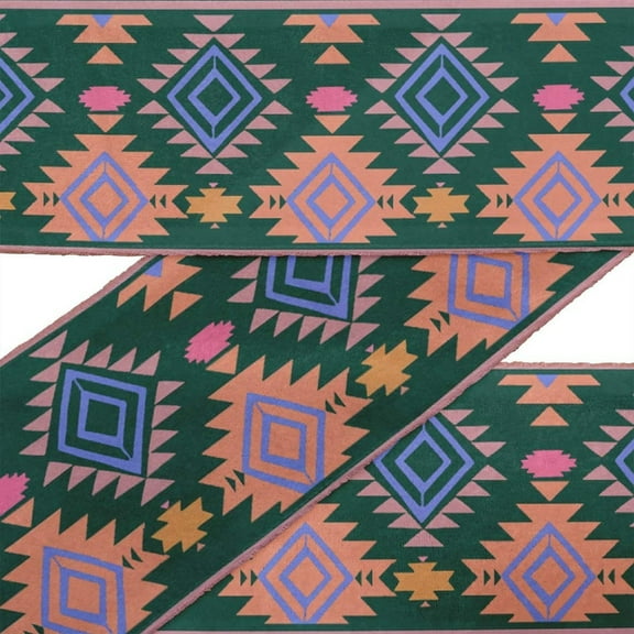 IBA Indianbeautifulart Black Aztec Geometric Printed Ribbon Trim 9 Yards Velvet Fabric Laces For Crafts Sewing Accessories 3 Inches