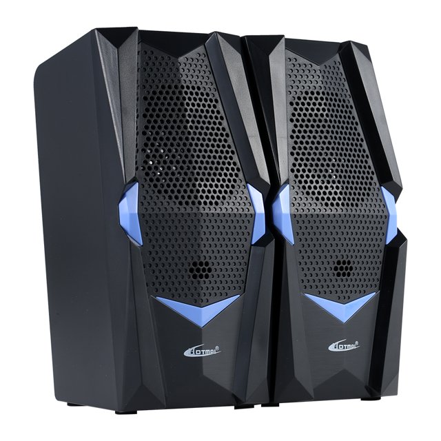 Altavoces HT-414 para escritorio USB, compatibles con múltiples dispositivos, ideal para hogar, oficina y juegos, color azul oscuro, potencia de salida 2.5W+2.5W, relación S/N 65dB, tamaño compacto