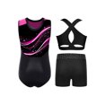 thumbnail image 2 of Haitryli Gymnastics Leotards for Girls Sparkle Sleeveless Ballet Dance Unitard Biketard Vest Tops with Shorts Set Sportwear Hot Pink 12, 2 of 3
