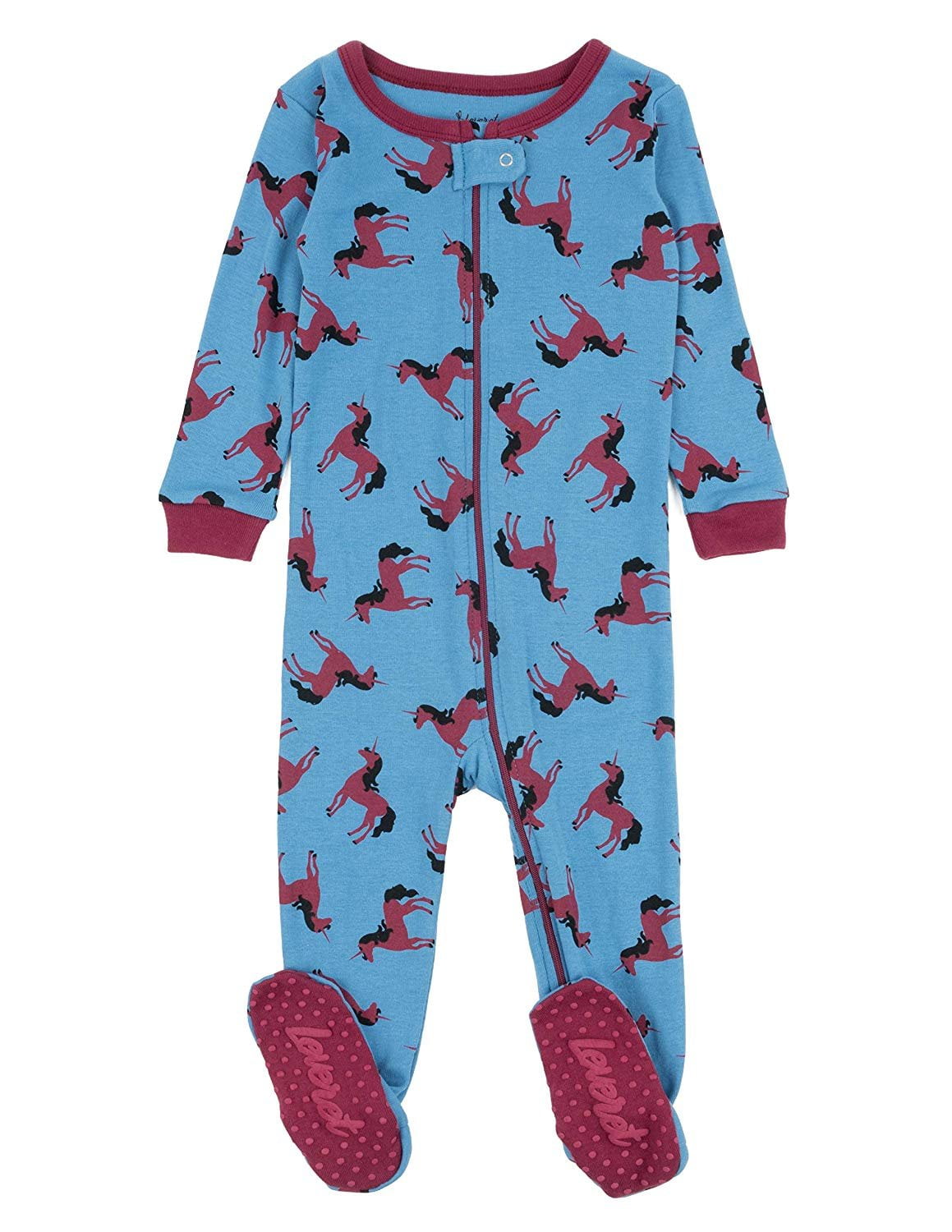 Leveret Leveret Kids Pajamas Baby Boys Girls Footed Pajamas Sleeper 100 Cotton (Unicorn Blue