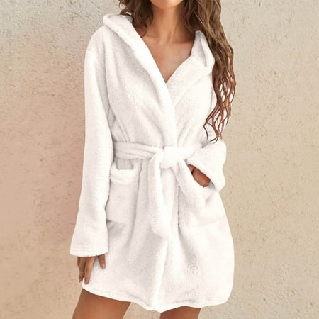 

Beechoice Womens Robe Plush Winter Fleece Robes for Women Long Bath Robe Plush Soft Warm Fleece Bathrobes