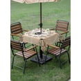 thumbnail image 4 of Outdoor Tablecloth with Umbrella Hole for Patio/Picnic/Party/Camping, Vintage Bees Crowns Waterproof Table Cloth Square Cover Washable, Rustic Leaves Rings Brown Gradient (60"x 60"), 4 of 8